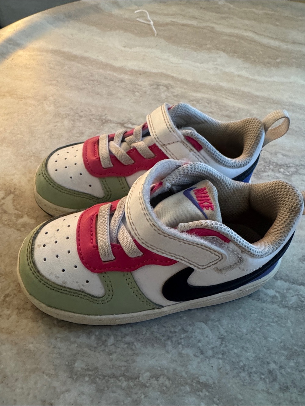 Nike Court Borough Low-Top Sneakers in White, Pink, Green size US 7C